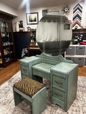 Art Deco Waterfall Vanity Dresser with Trifold Mirror — listing 5