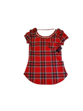 No Boundaries Red Tartan Plaid Short Sleeve Scoop Neck Tee, Size L/G (11-13) — listing 4