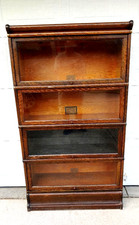 Vintage Oak 3-Stack Barrister Bookcase with Leaded Glass Top Door, 47 in Tall — listing 5