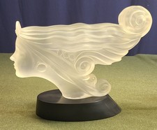 Lucite Acrylic Sculpture with Facing Profile Faces and Textured Base — listing 5