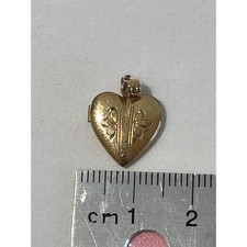 Vintage Gold-Tone Heart Locket Pendant, Possibly Gold-Filled, Engraved Detail — listing 3