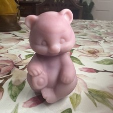 Fenton Hand-Painted Satin Milk Glass Bear Figurine with Floral Heart Motif — listing 2