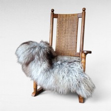 Natural Curly Long-Wool Sheepskin Rug / Pelt, Cream/Honey Blonde, 32" x 22" — listing 3
