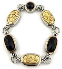 Vintage Two-Tone Textured Panel Link Statement Necklace No marks visible / costume metal — listing 6