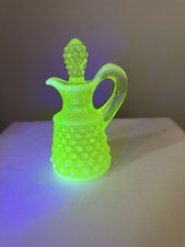 Vintage Uranium/Vaseline Glass Cruet with Handle and Stopper, 5.5 inches — listing 4