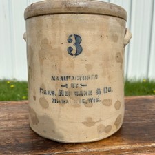 Antique Salt-Glazed Stoneware Crock with Cobalt Blue Number 4 Marking — listing 6