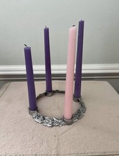 Advent Wreath Pewter Candle Holder Ring with Scripture Verses — listing 3