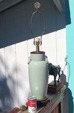 Chinese-Style Celadon Porcelain Table Lamp with Relief Phoenix Medallion and Elephant-Head Handles — listing 5