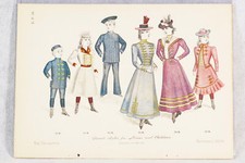 Antique Victorian Wood Engraving Print "Children's Fashions for February" 8x10 Framed