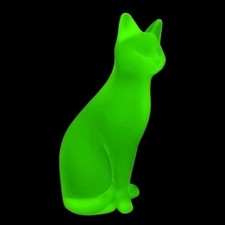 Green Uranium Glass Sitting Persian Cat Figurine, 5 inches — listing 4