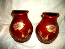 Pair of Vintage Chinoiserie Black Lacquer Wood Bookends with Hand-Painted Figural Scenes — listing 5