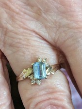 14k Yellow Gold Emerald-Cut Blue Topaz & Diamond Accent Ring, Size 5.5 — listing 6