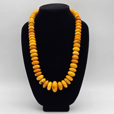 Vintage Chunky Amber-Tone Bakelite Style Beaded Choker Necklace 16in — listing 4