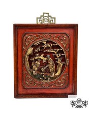 Vintage Chinese Carved Gilt Lacquer Trinket Box with Figural Landscape Scene — listing 4