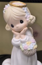 Precious Moments Angel Figurine Seated in White Rose with Ladybug — listing 5