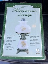 Vintage Gone With the Wind Hurricane Table Lamp with Floral Milk Glass Shade and Globe — listing 3