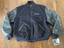 Black Wool Body Leather Sleeve Varsity Letterman Jacket with Novelty Patches, Size 2XL — listing 5