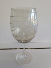 Vintage Smoke Gray Optic Swirl Wine Goblet with Straight-Sided Bowl — listing 4