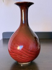 Studio Art Pottery Bottle Vase with Flambé Oxblood and Lavender Glaze — listing 5