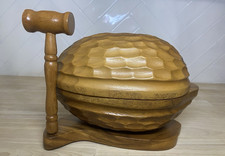 Vintage Turned Wood Nut Bowl Set with Covered Center Well and Lidded Cracker Bowl — listing 2