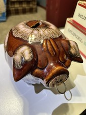 Vintage Brown Drip Glaze Ceramic Pig Cookie Jar / Figural Bank — listing 6