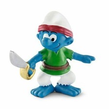 Vintage 1982 Pirate Smurf with Sword PVC Figure on Original Wallace Berrie Card