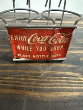 Vintage Coca-Cola Wire Shopping Cart Bottle Holder "Enjoy Coca-Cola While You Shop" — listing 2