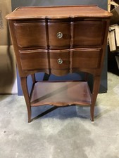 French Louis XV Style Petite Two-Drawer Nightstand / Side Table with Cabriole Legs and Ormolu Mounts — listing 5