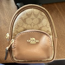 Coach Mini Backpack in Pink Nylon and Red Pebbled Leather with Script Logo