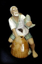 Chinese Shiwan (Mudman) Pottery Figure of a Seated Scholar with Fan — listing 6