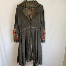 Aratta Silent Journey Embroidered Velvet Coat with Knit Sleeves