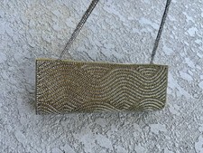 Vintage Gold & Silver Beaded Oval Evening Clutch with Tassel & Shoulder Cord — listing 5