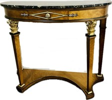 Antique French Empire / Restauration Mahogany Scroll-Arm Bergère Armchair with Leather Seat, listing 2