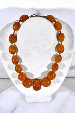 Vintage Butterscotch Amber-Style Graduated Bead Necklace with Braided Cord Tie — listing 6