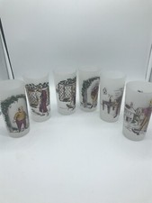 Hazel Atlas Charles Dickens Frosted Glass Tumbler & Rocks Glass Set — listing 3