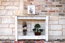 Rustic Reclaimed Wood Block Table Lamp with Linen Drum Shade — listing 3