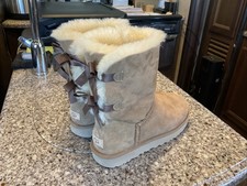 UGG Bailey Bow Tall Black Suede Sheepskin Boots — listing 2