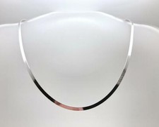 Herringbone Flat Snake Chain Necklace with Lobster Clasp and Oval Hang Tag — listing 2
