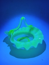 Green Uranium Depression Glass Two-Handled Bowl with Paneled Body — listing 2