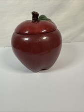 Vintage Figural Apple-Shaped Ceramic Covered Jar / Cookie Jar — listing 3