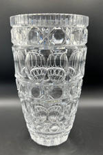 Vintage Cut Crystal Glass Flower Basket with Thumbprint Handle, 10 inches tall — listing 4