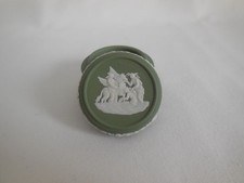Wedgwood Sage Green Jasperware 4.5" Miniature Plate with Neoclassical Relief — listing 6