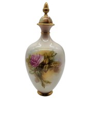 Royal Worcester Hand-Painted Bird Porcelain Table Lighter with Silver-Plate Collar, listing 3