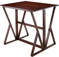Antique Walnut Drop Leaf Dining Table with 6 Turned Legs (2 Swing Legs), 4' x 5'5" Open — listing 3