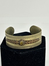 Vintage Hand-Painted Brass Bangle Bracelet with Floral Decoupage — listing 5