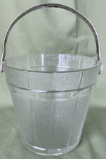 Frosted Glass Ice Bucket / Wine Chiller with Clear Square-and-Dot Motif