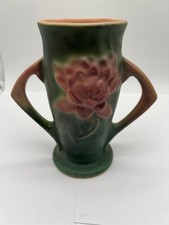 Roseville Pottery Water Lily Pattern Basket, Pink, Shape 382-12 — listing 4