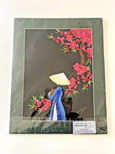 Vietnamese Hand-Embroidered Silk Art Panel, Water Buffalo in Rice Paddy, Framed — listing 2