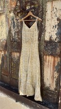 White/Ivory Metallic Brocade Sleeveless A-Line Formal Gown with Swirl Pattern — listing 5