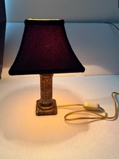 Vintage Corinthian Column Table Lamp with Fringed Silk Bell Shade — listing 2